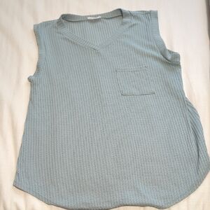 V-Neck Textured Tank Top in Light Sage Green